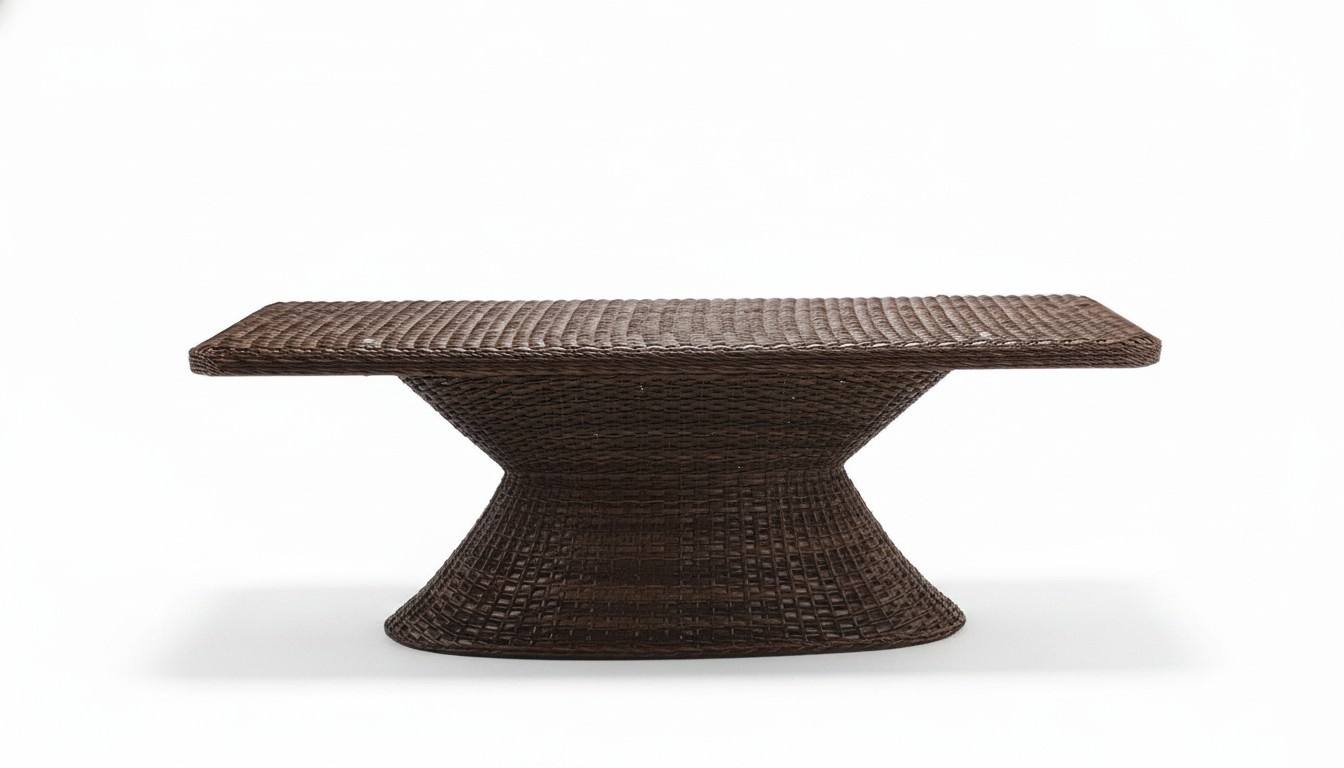Couchtisch Rattan Braun Luxus Moderner Design Kaffeetisch Hochwertig Beistell