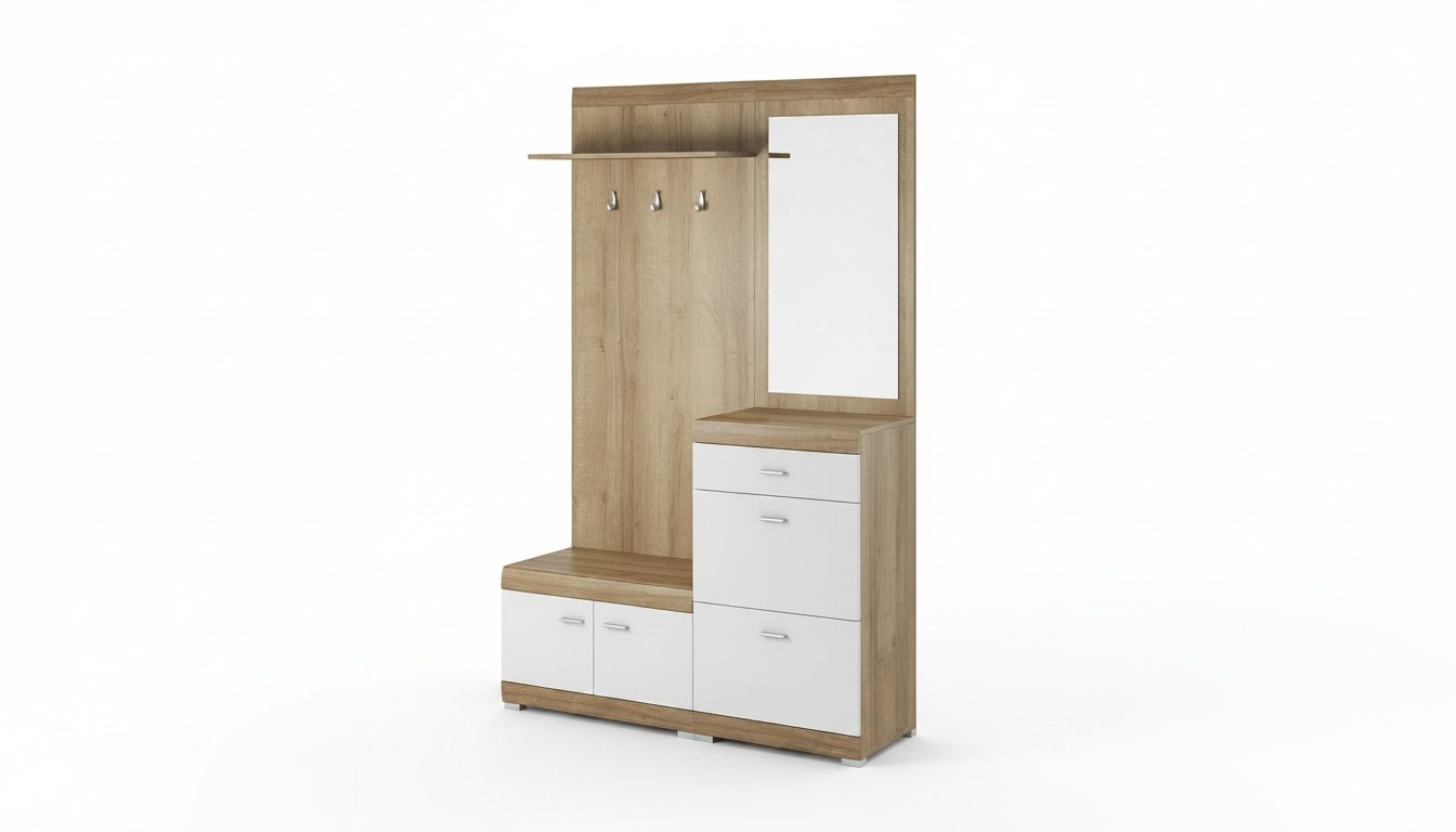 Garderobe Garderobenset Flur Dielen Set Aufbewahrung Schrank Tür