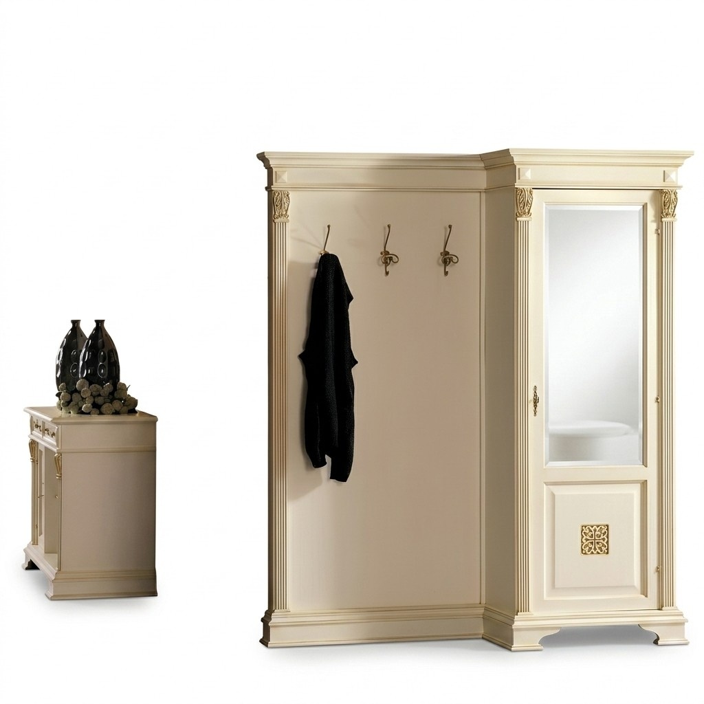 Garderobe Set mit Spiegel Wandregal Haken Schrank Kleiderständer Flur