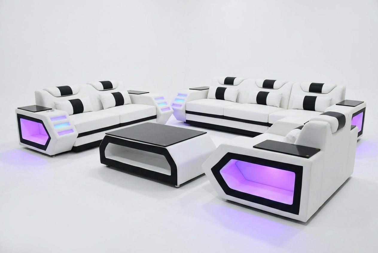 Garnitur 3+2+1 Sitzer Couchtisch Beistelltisch Wohnlandschaft Sofa Couch 4tlg.