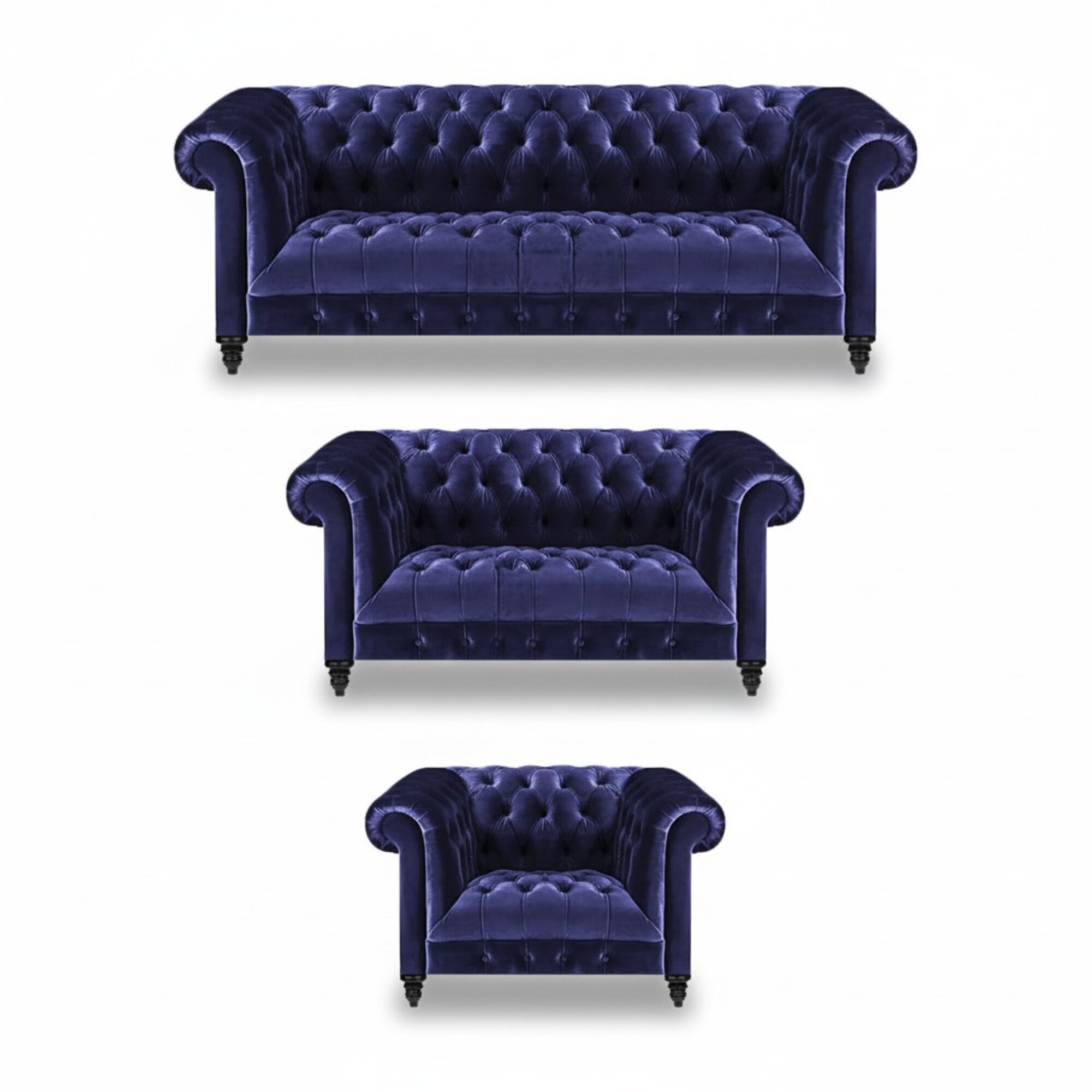 Garnitur Blau Sofa Komplett Luxus Sofagarnitur 3tlg Textil Wohnzimmer Neu