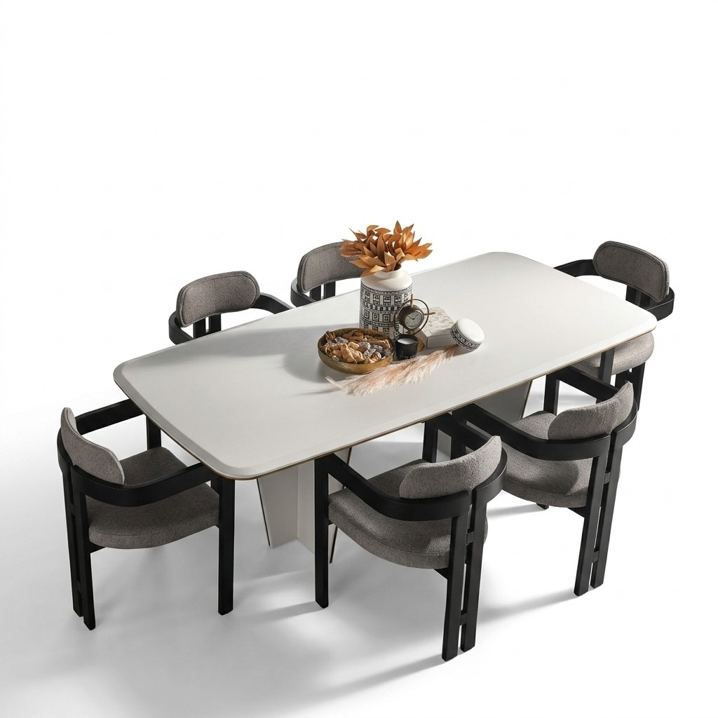 Garnitur Essgruppe Esszimmer Esstisch Luxus Stühle Essecke 7tlg Weiß1