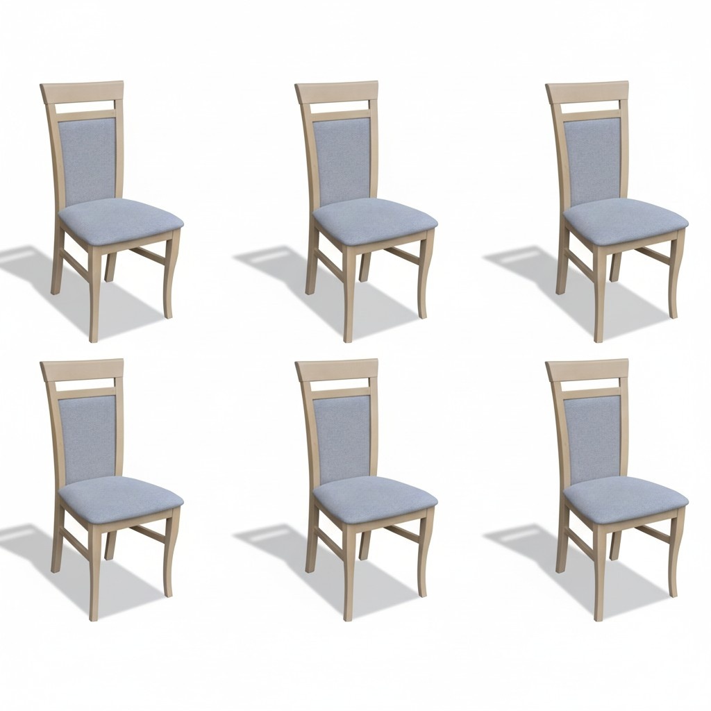 Garnitur Komplett Gruppe Wohnzimmer 6x Stück Grau Esszimmer Stuhl Set Stühle Neu