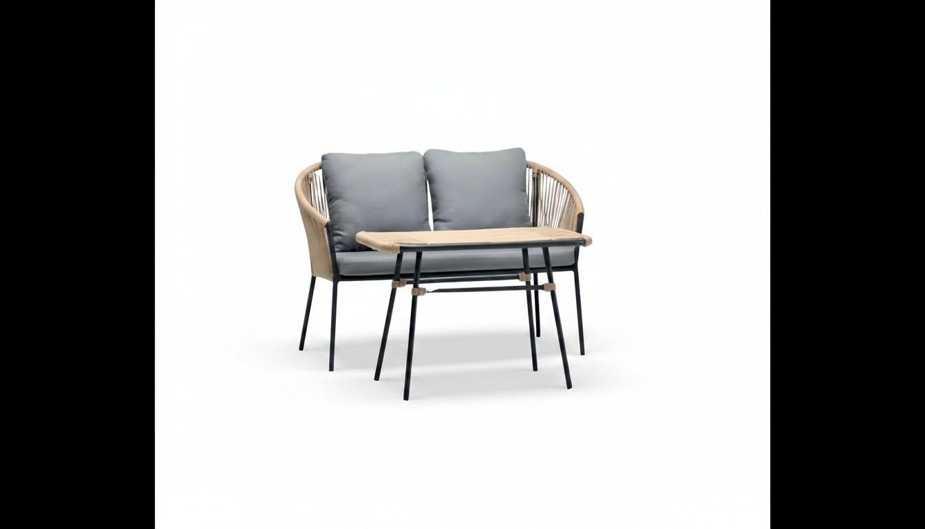 Garnitur Sofa 2 Sitzer Grau Couchtisch Sofas Rattan Couchtisch Luxus Modern