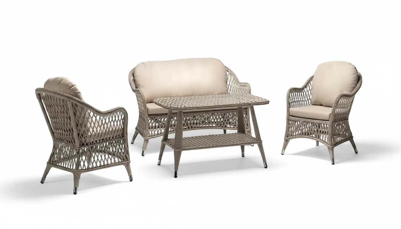 Gartenmöbel Sofa 2 Sitzer Robuste Garten Rattan Garnitur Couchtisch 2x Sessel