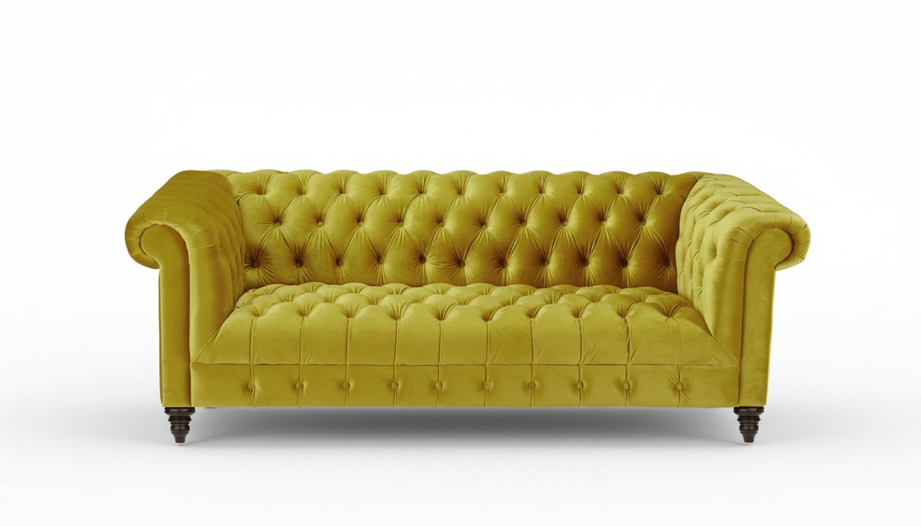 Gelb Dreisitzer Chesterfield Modern Design Couchen Stoff Sofa Neu Original Möbel