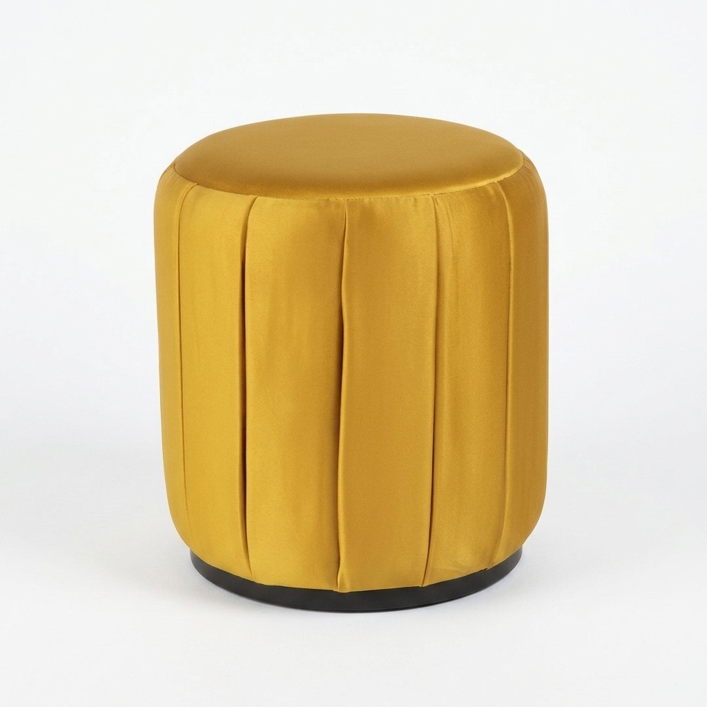 Gelber Holz-Textil Hocker im modernen Stil