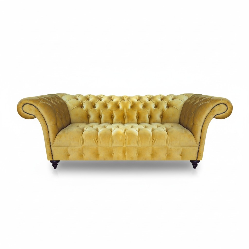 Gelbes Chesterfield Polstersofa Wohnzimmer Designer Sitzmöbel Couchen