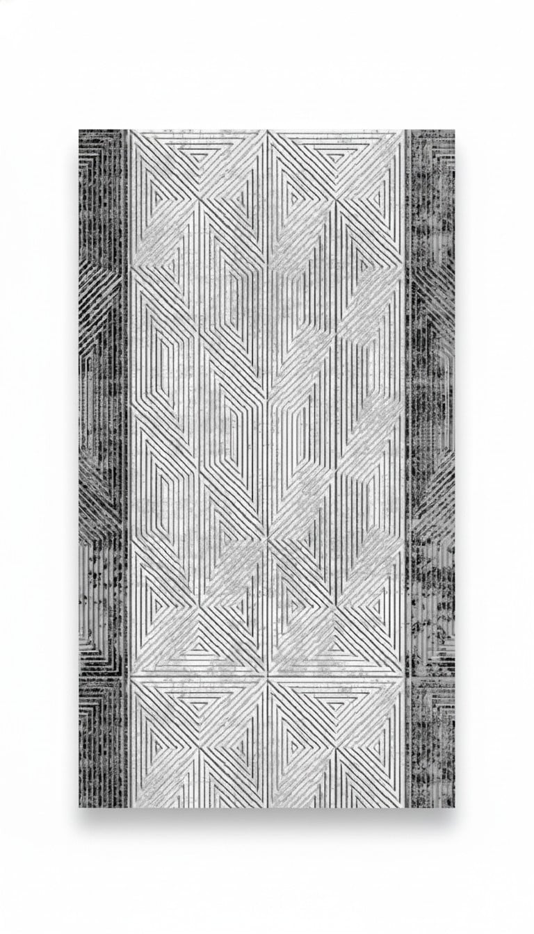 Geometrisches Muster Design Teppich Kurzflor Flur Foyer Grau Schwarz Teppiche
