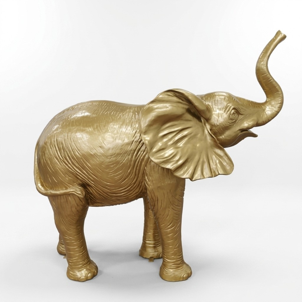 Goldene Figuren Statuen Skulptur Elefant aus Kunststoff Figur