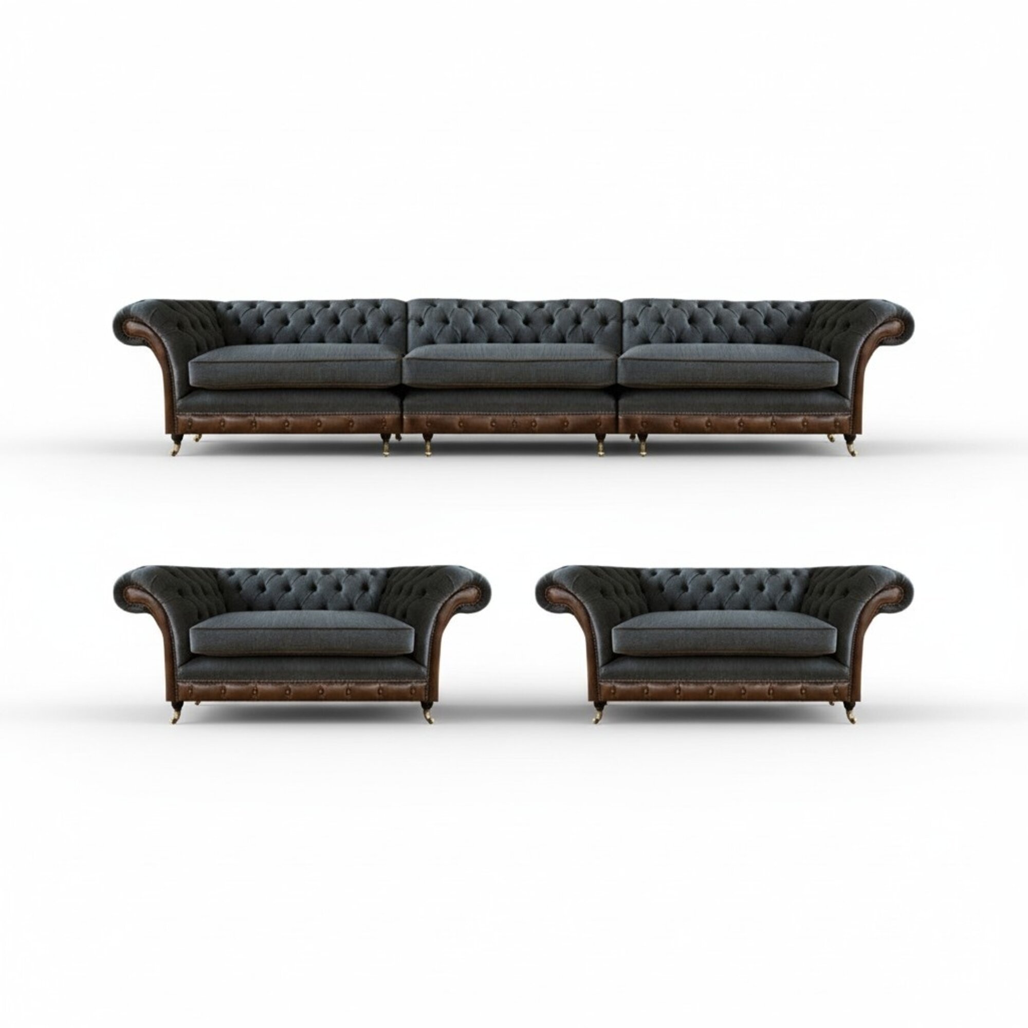 Grau-Braune Chesterfield Sofas Designer Sessel Polstercouch Edle Möbel