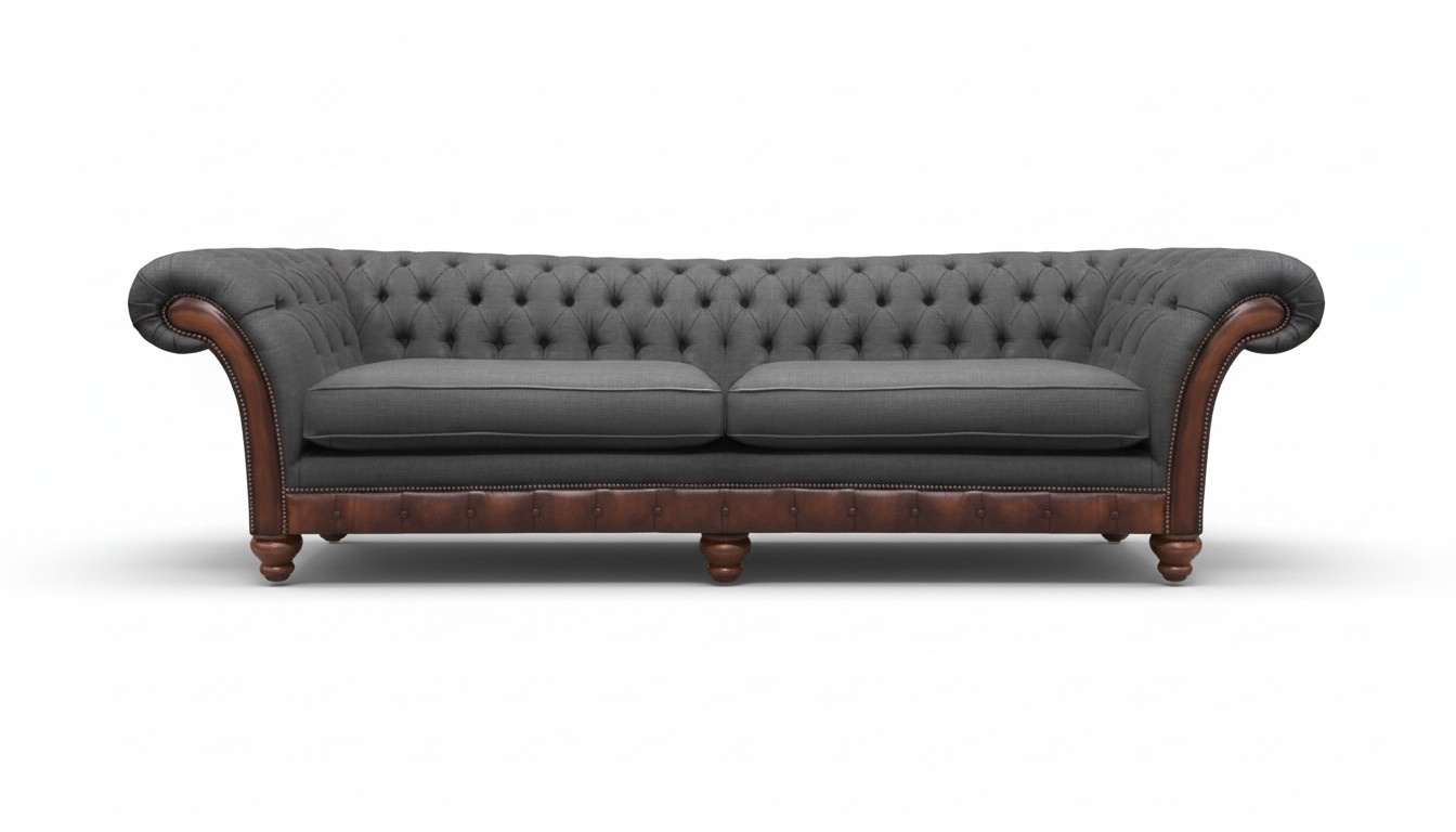 Grau Chesterfield Polstermöbel Sofa Couch Zweisitzer Wohnzimmer Textil Neu