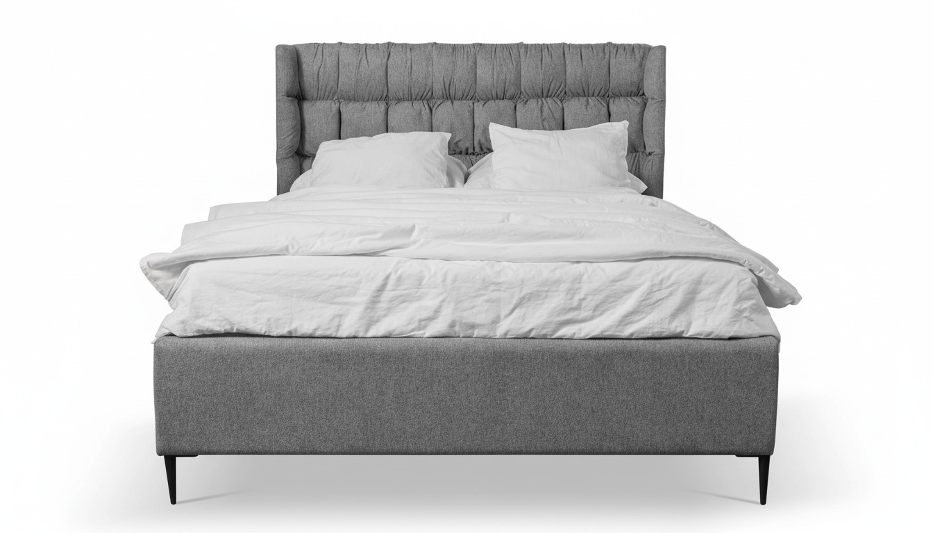 Grau Doppelbett Klassisches Schlafzimmermöbel Design Eleganter Stoff Bett
