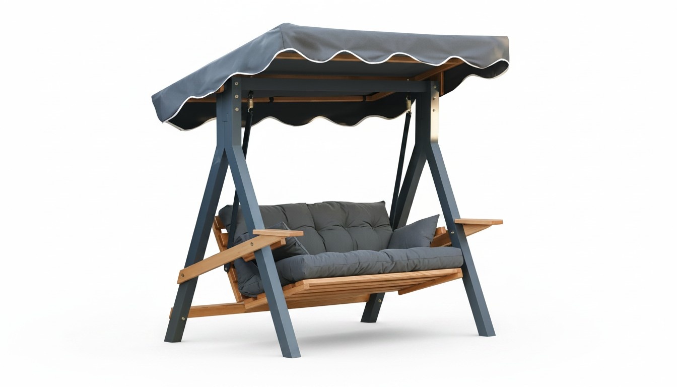 Grau Gartenschaukel Luxuriöse Schaukel Outdoor Vordach Sitzmöbel 210 cm Neu