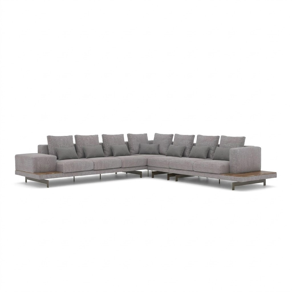 Grau Sofa Couch L-Form Designer Textil Möbel Polstersofa Wohnzimmer