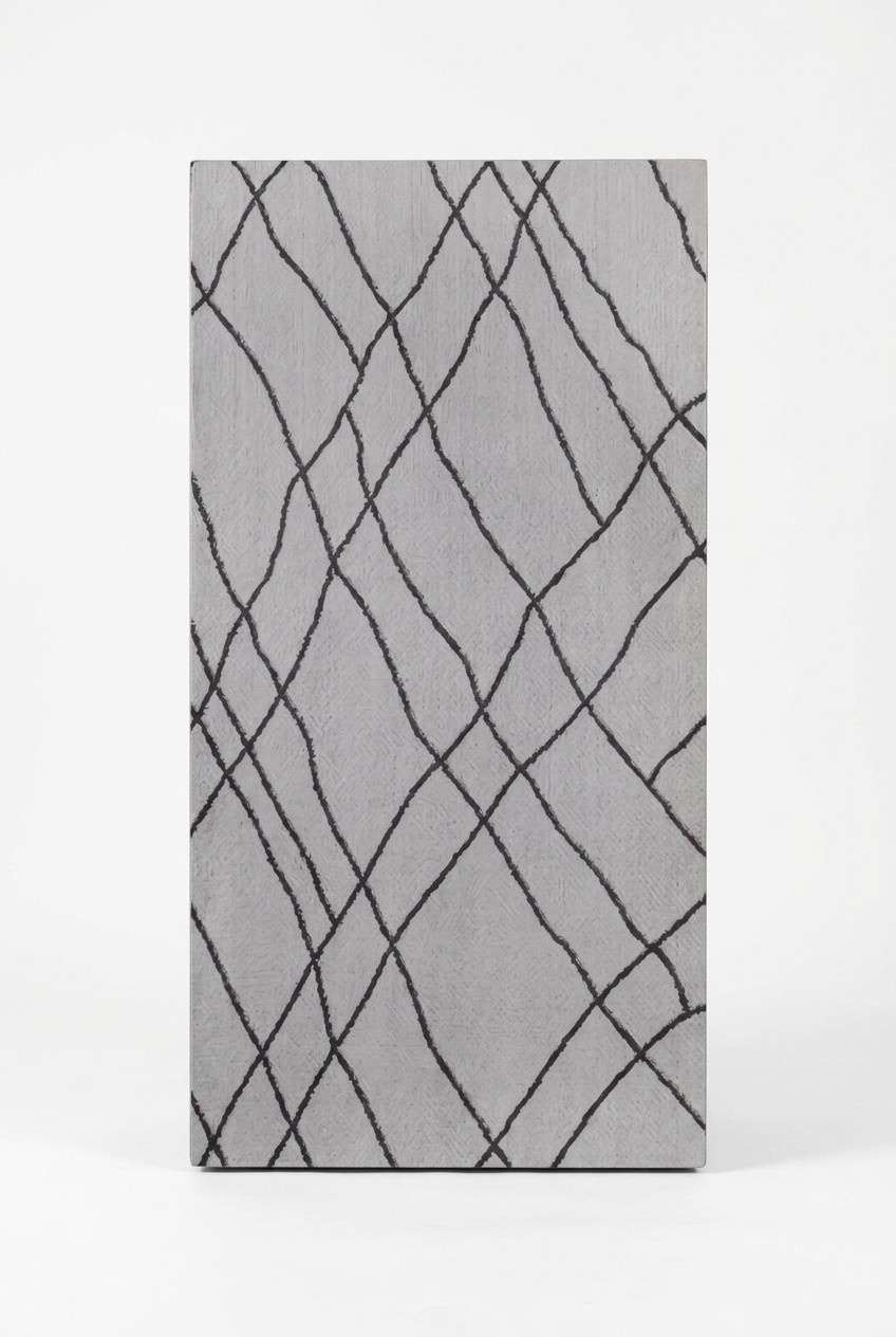 Grau Teppich Kunstteppich Kunstfaserteppich Kurzflor Schwarz Linien