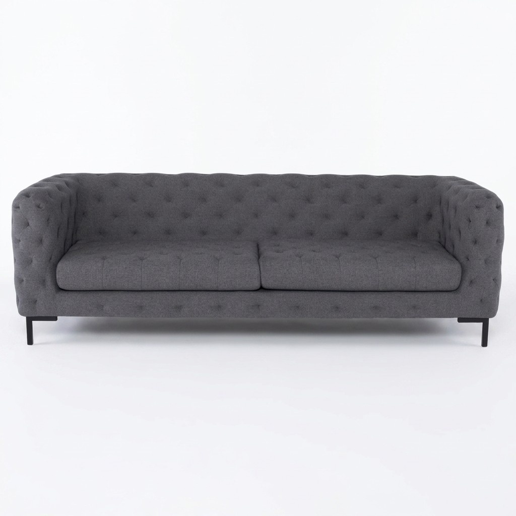 Graue Chesterfield Sofa Couch Polster Stoff Leder Couchen Textil