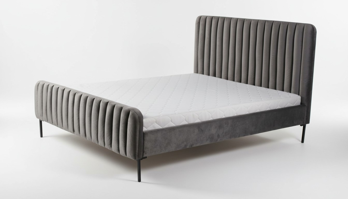 Graue Doppelschlafzimmer Holzmöbel Design elegant Stoff klassische Möbel neu