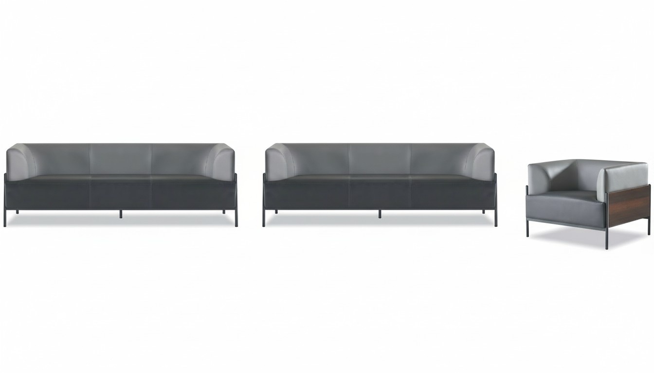 Graue Wartezimmer Möbel Luxuriöse 2x 3-Sitzer Edler Sessel 3tlg Garnitur