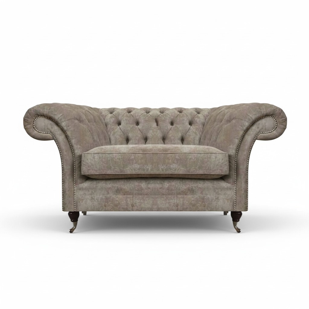 Grauer Chesterfield Einsitzer Wohnzimmer Sitzmöbel Polstersessel Möbel