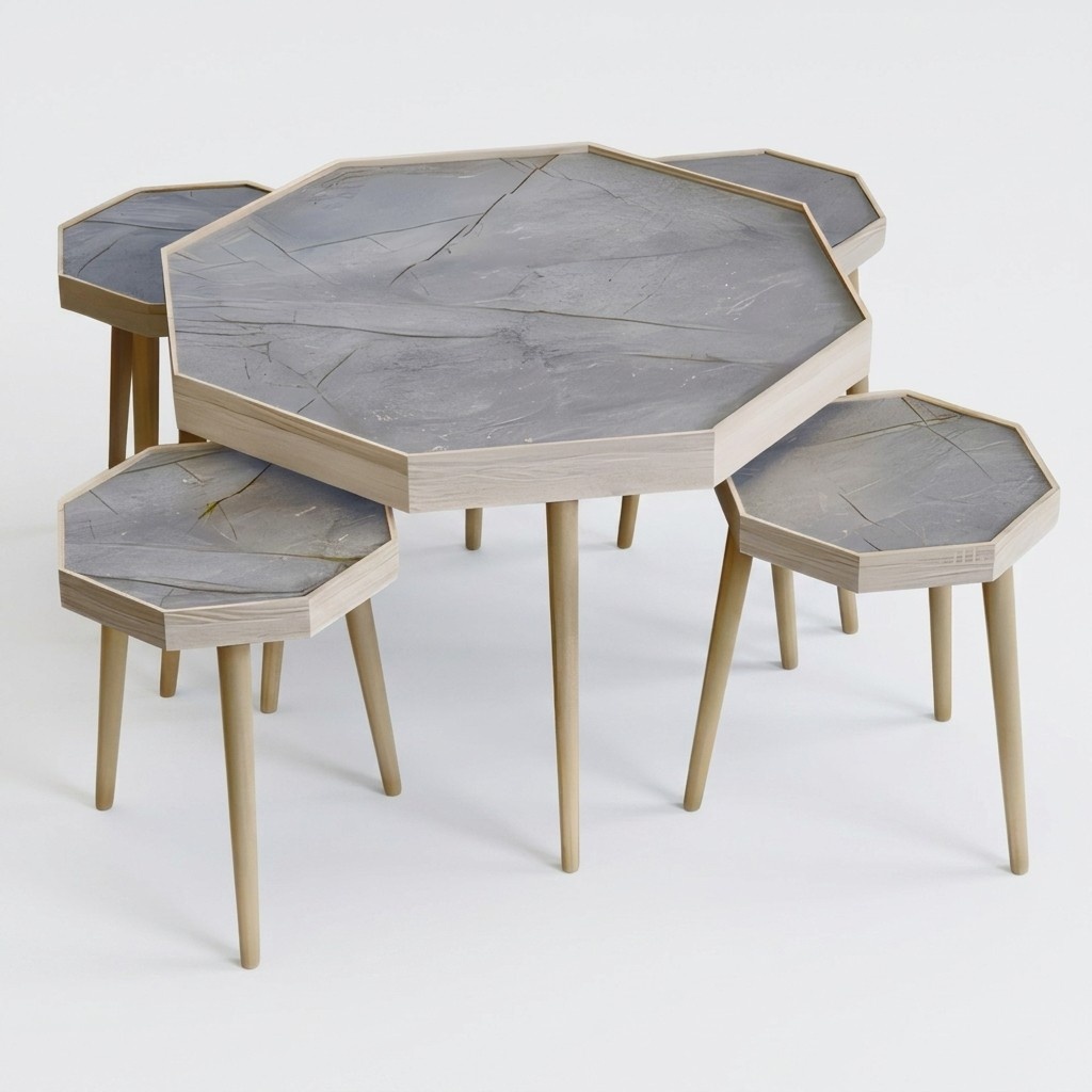 Grauer Holz Couchtisch modern elegant