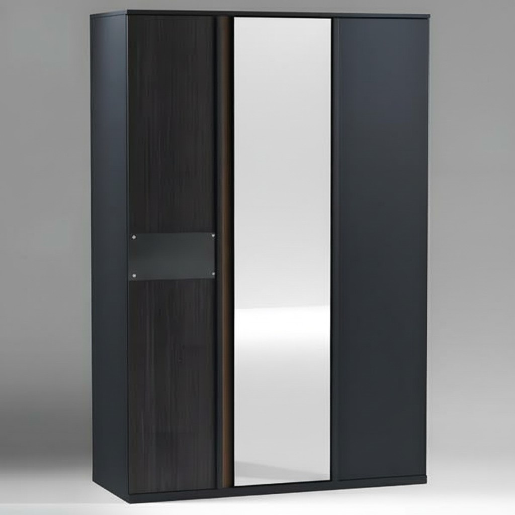 Grauer Holzschrank modern, eleganter Stauraum für Schlafzimmer