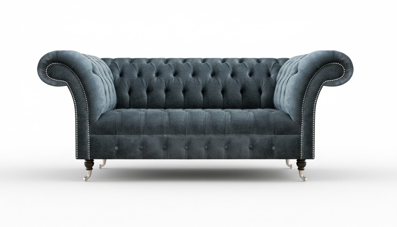 Grauer Luxuriöser Chesterfield Dreisitzer Edle Designer Polstercouchen