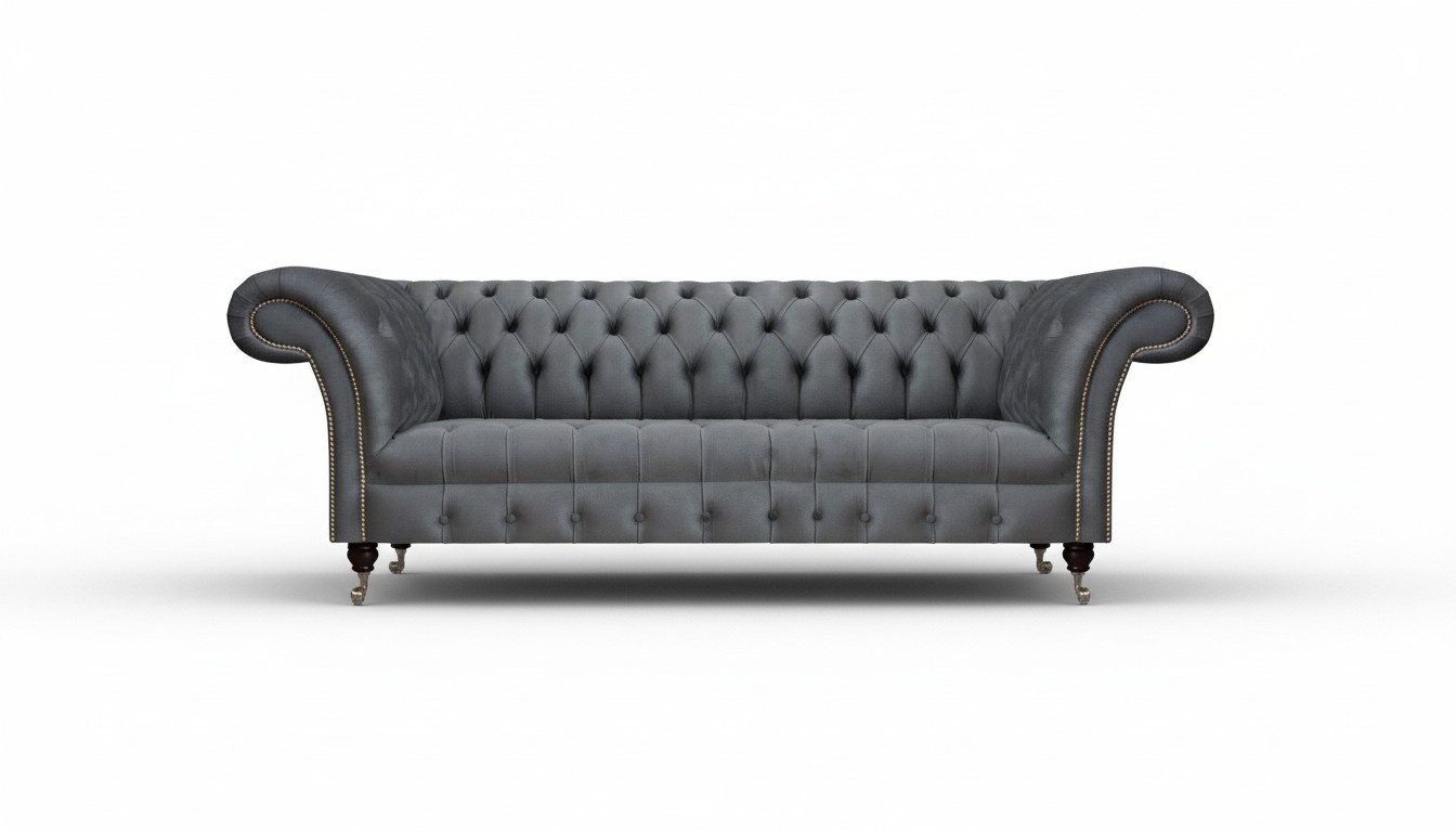 Graues Chesterfield Polstersofa Wohnzimmer Designer Sitzmöbel Couchen