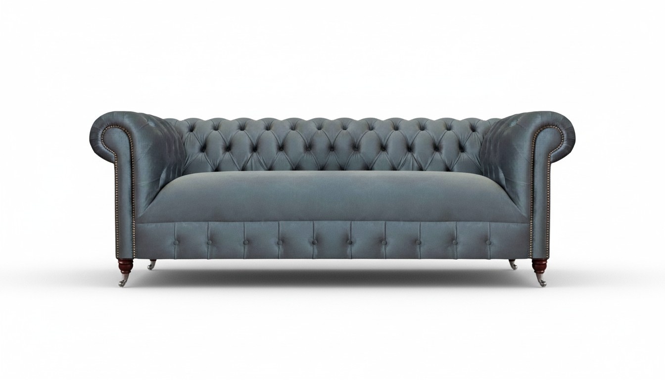 Graues Chesterfield Wohnzimmer Sofa Moderner Dreisitzer Sitzmöbel Couch