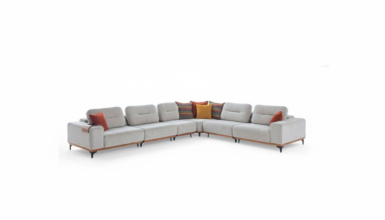 Graues Ecksofa Exklusives L-Form Garnitur Luxuriöse Wohnzimmer Möbel