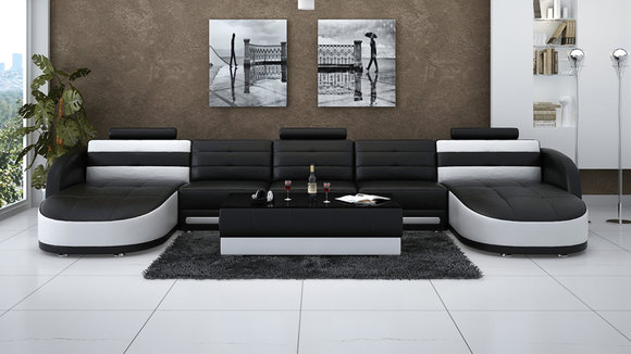 Modern Ledersofa Sofa Couch Design Wohnlandschaft Ecksofa Dekor Garnitur