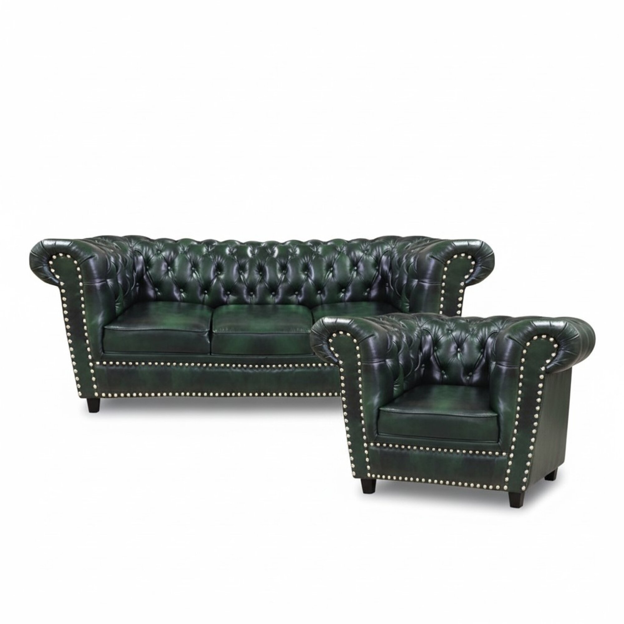 Grün Sofagarnitur Dreisitze Sofa Design Modern Sessel Chesterfield Wohnzimmer