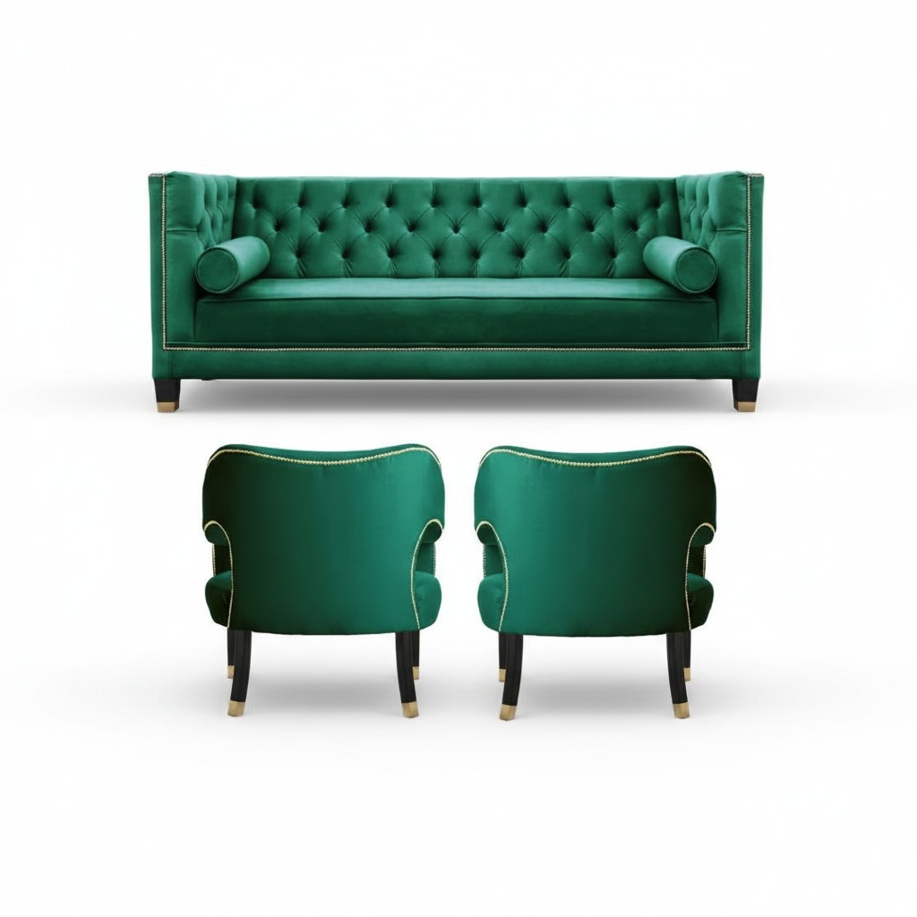 Grüne Chesterfield Textil Modern Design Textilsofa Möbel Sofa Stoffsofa