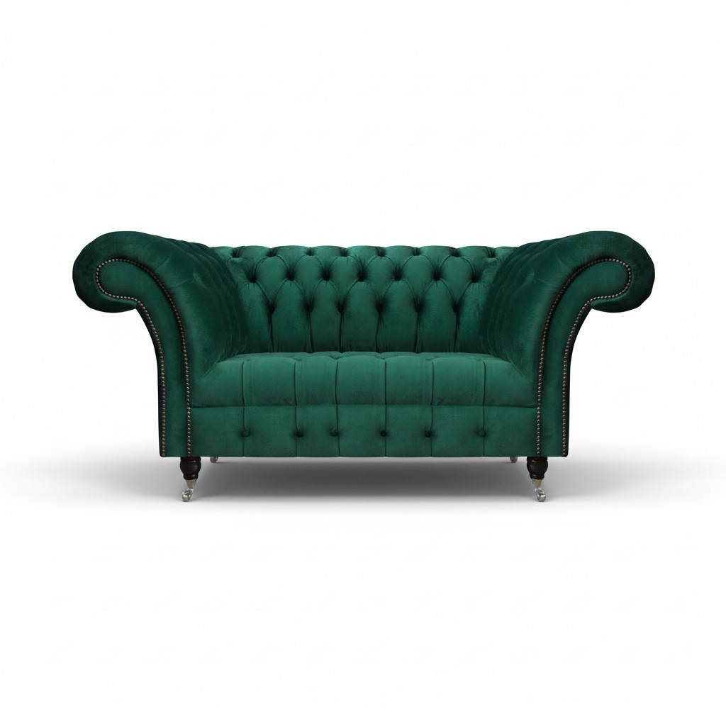 Grüne Chesterfield Polstercouch Designer Zweisitzer Edle Textil Möbel