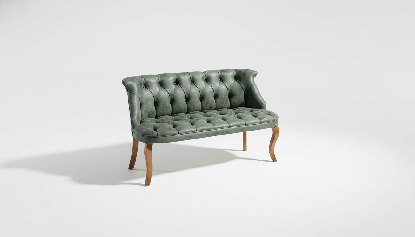 Grüne Chesterfield Zweisitzer Bank Kunstledermöbel Wohnzimmer Sitzer