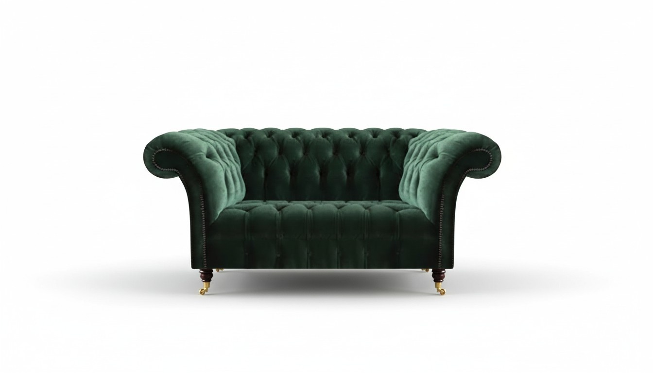 Grüner Chesterfield Textil Zweisitzer Wohnzimmer 2-Sitzer Polster Möbel