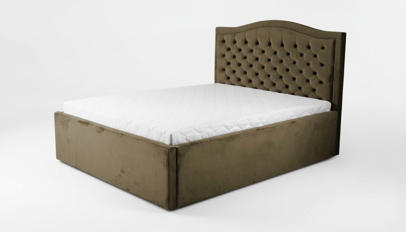 Grünes Chesterfield Bett Klassisches Schlafzimmermöbel Design Eleganter Stoff