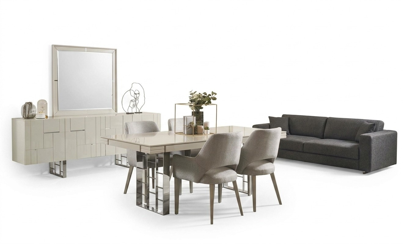 Gruppe Essecke Esszimmer Essgruppe Esszimmermöbel Set 9tlg Holz Beige
