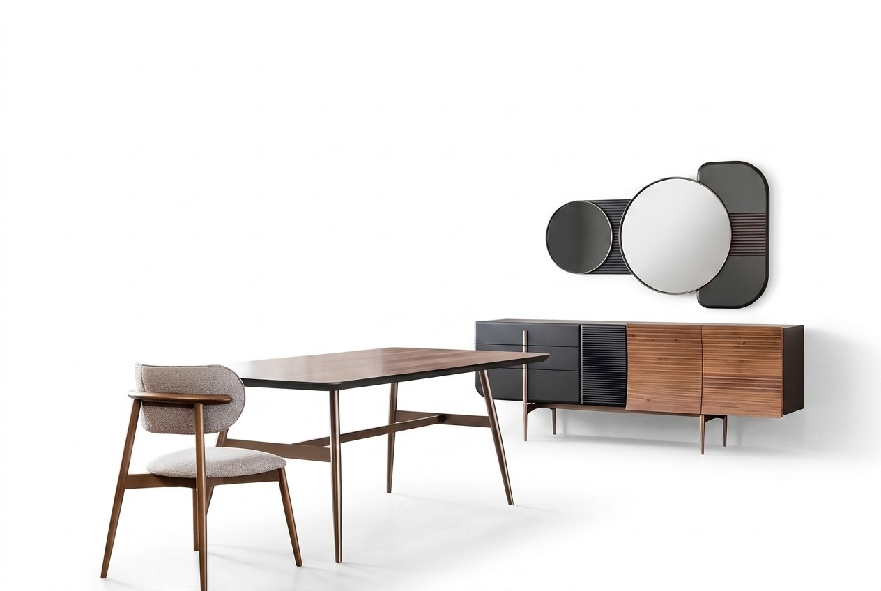 Gruppe Esszimmer Esstisch Stühle Sideboard 8tlg Holz Tisch Braun Neu