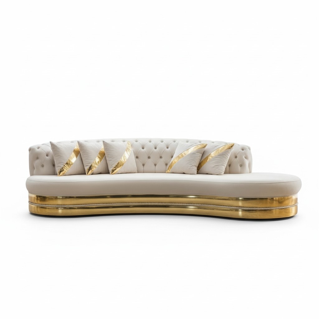 Halbrunde Weiße Chesterfield Couch 3-Sitzer Polster Möbel