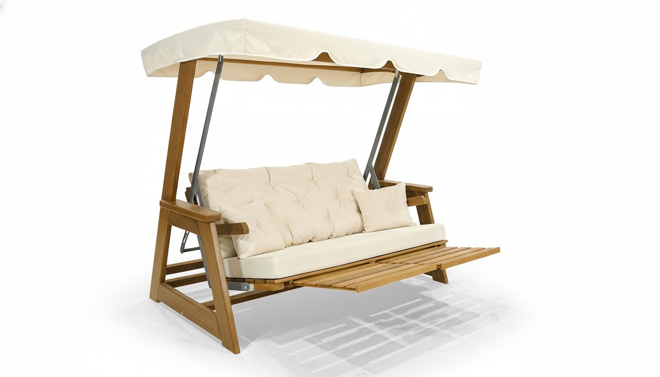 Hellbraune Gartenschaukel Moderne Outdoor-Schaukel Exklusive Holz Möbel