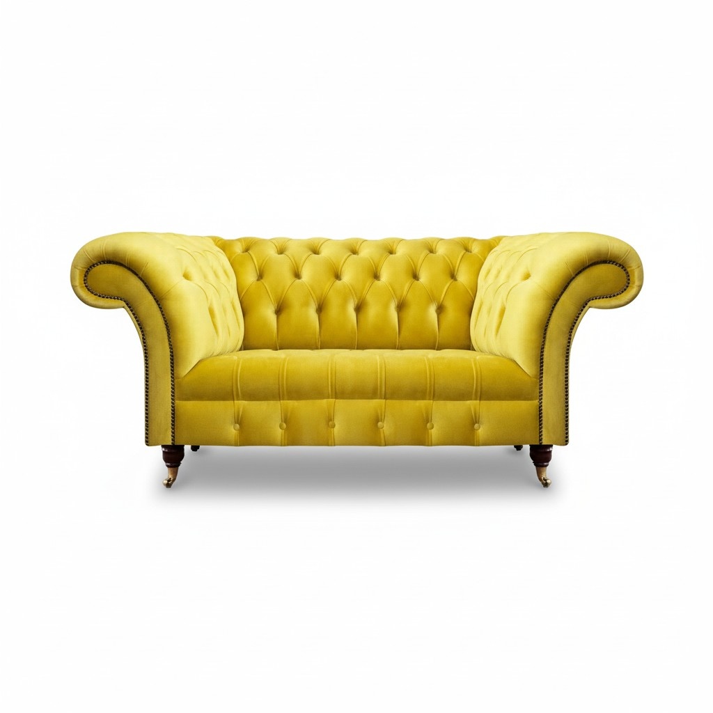 Hellgelber Chesterfield Zweisitzer Wohnzimmer 2-Sitzer Moderne Couch