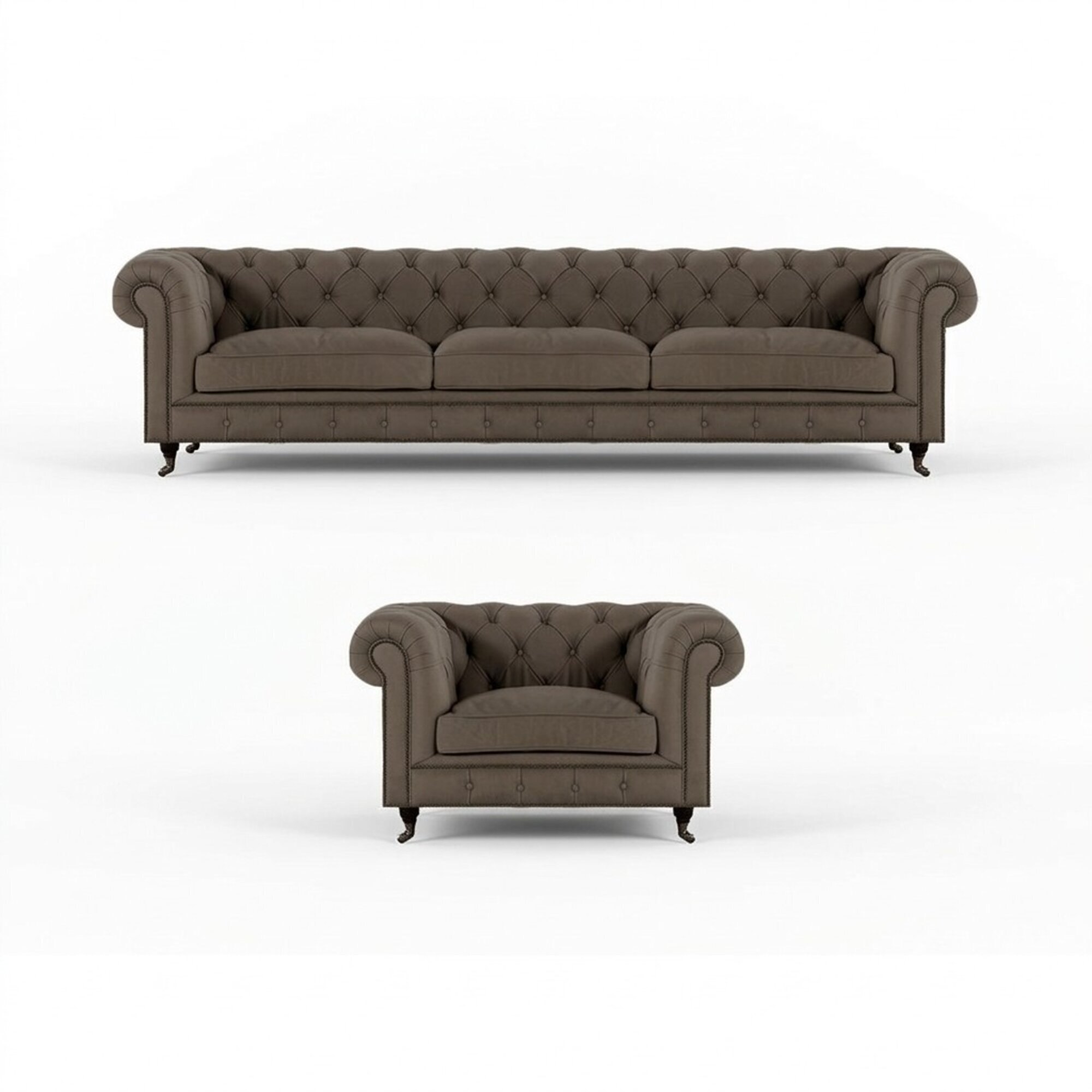 Hellgraue Chesterfield Polstermöbel Edle Textil Couchen Luxus Sessel