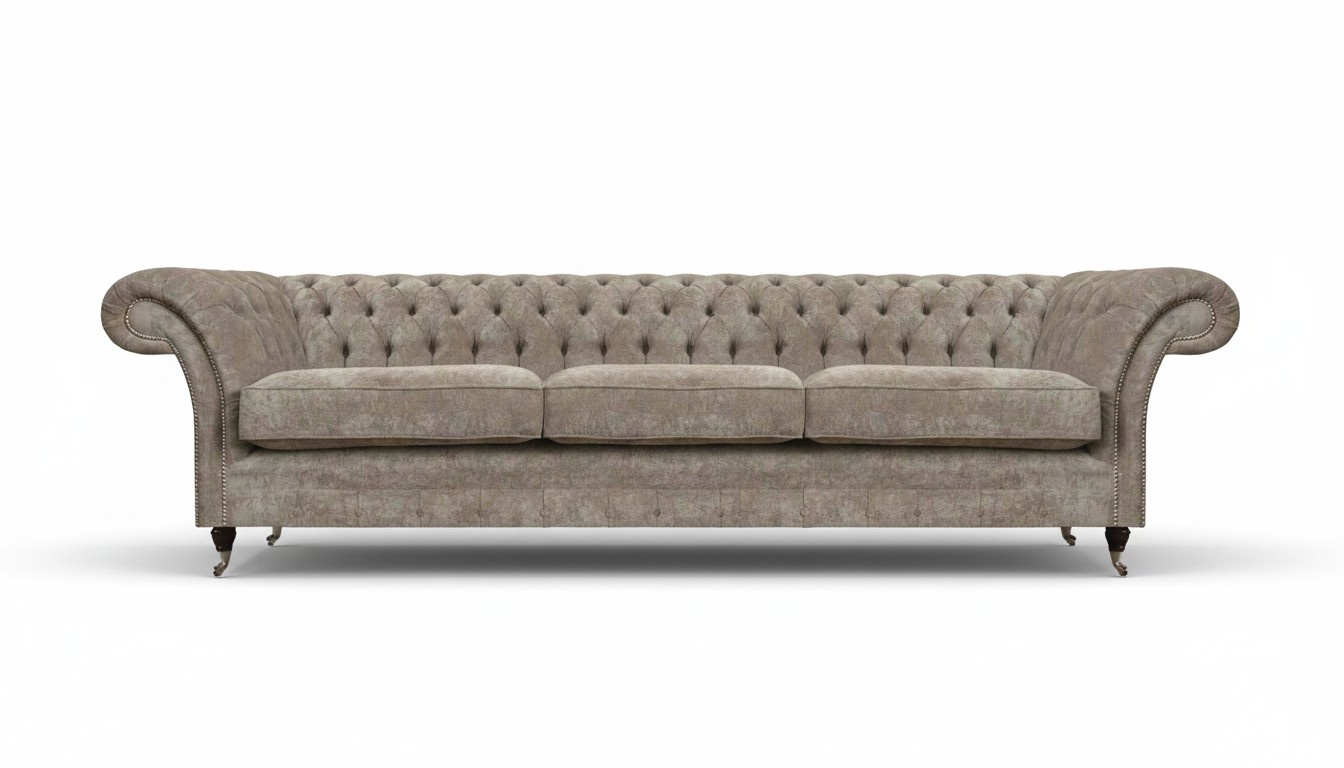 Hellgraue Chesterfield Sitzcouch Polstermöbel Designer Dreisitzer Sofa