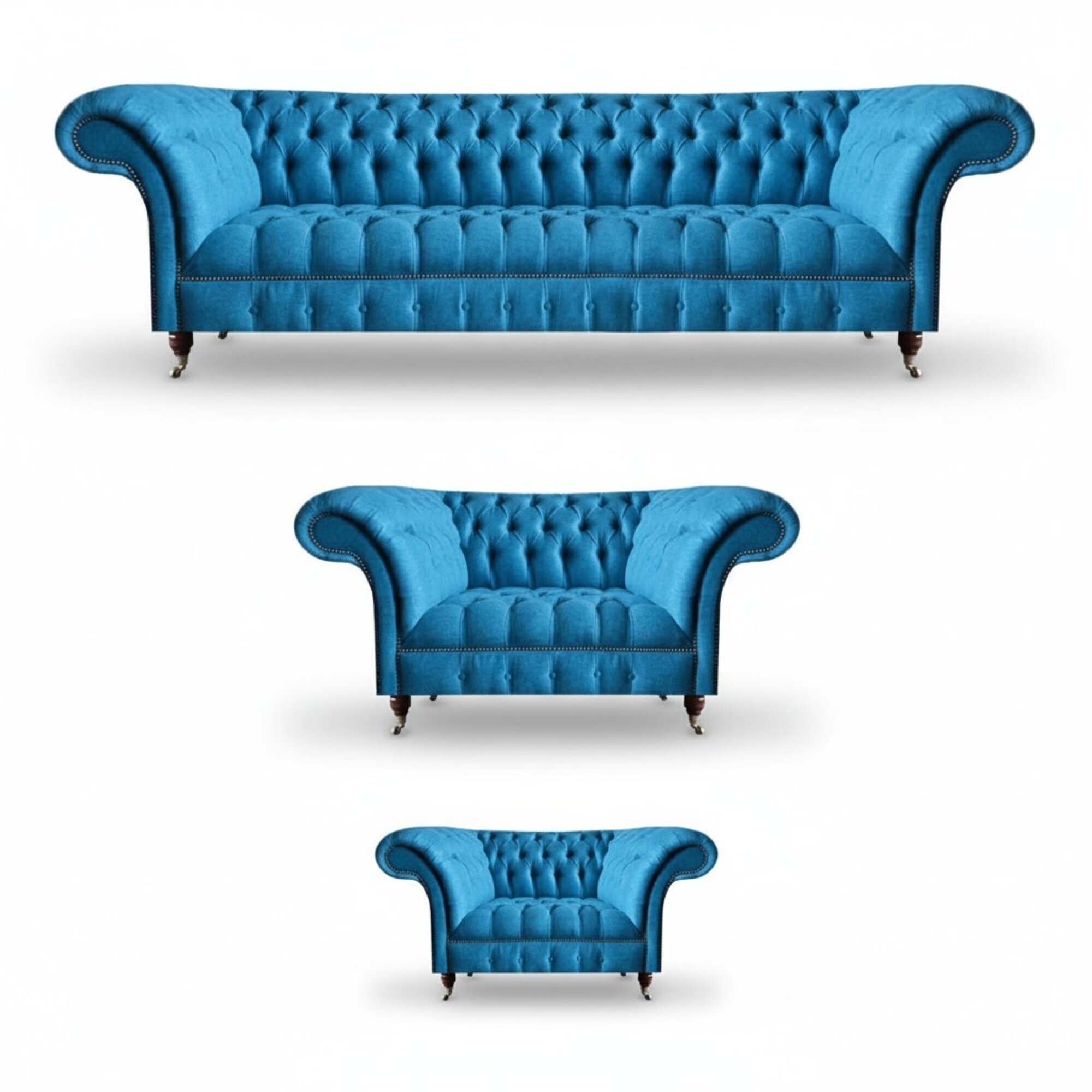 Himmelblaue Chesterfield Garnitur Luxuriöse Sitzmöbel Designer Couchen