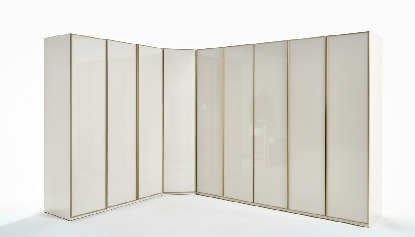 Eckschrank | Beige Farbton mit goldenen Details