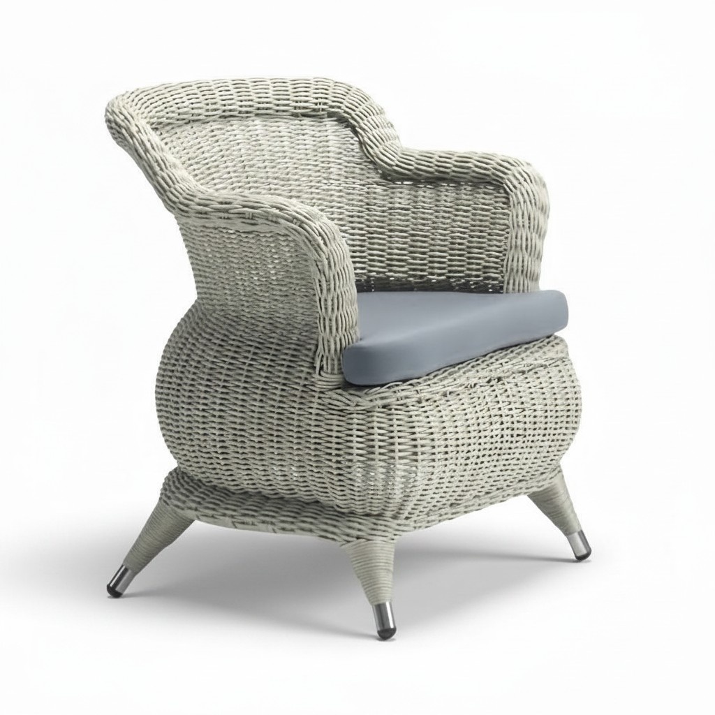 Hochwertig Terrasse Sessel Grau Luxus Modern Sessel stilvoll Rattan Stil