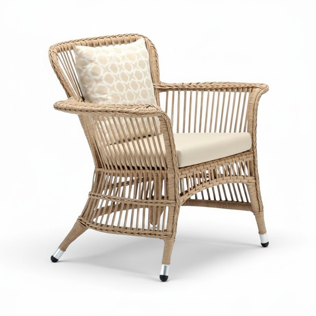 Hochwertig Terrasse Sessel Luxus Modern Sessel Beige stilvoll Rattan Stil