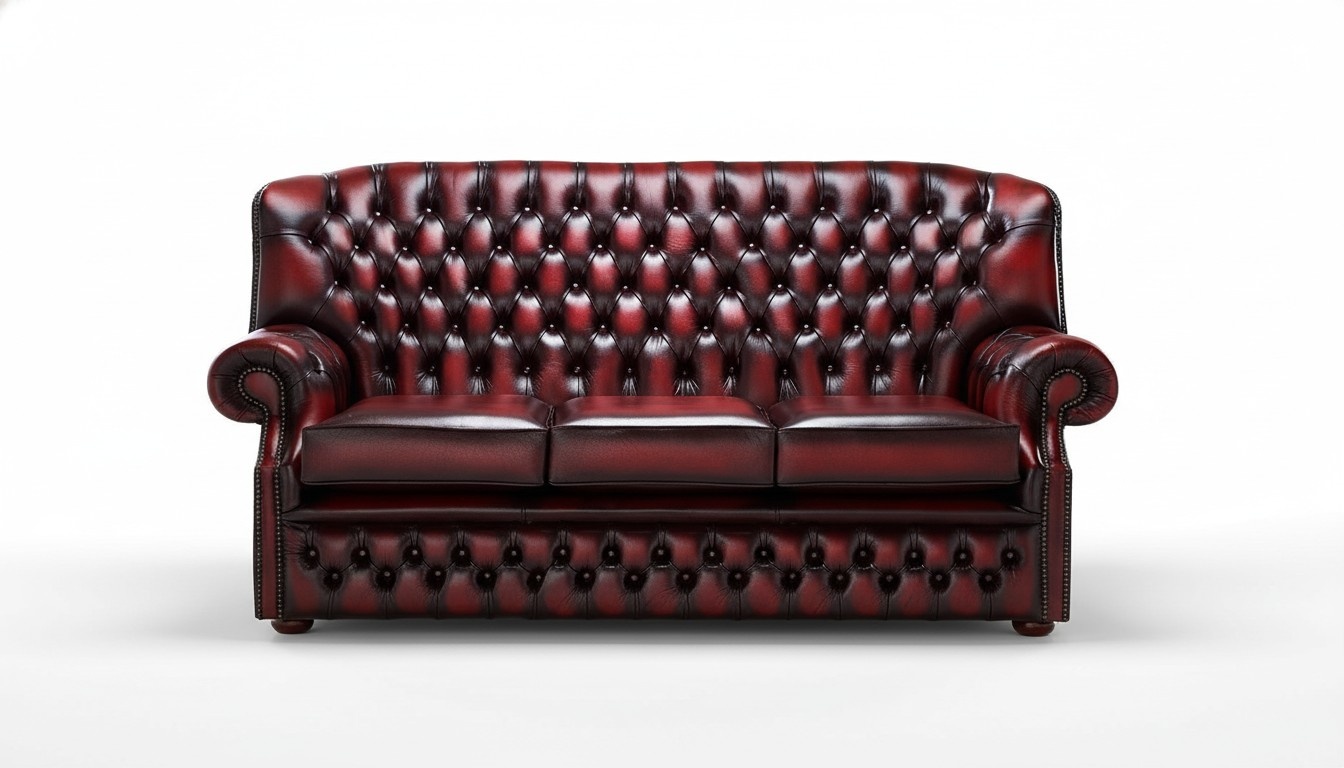 Hohe Rückenlehne Chesterfield Leder Sofa Couch Sitz Garnitur 3 Sitzer