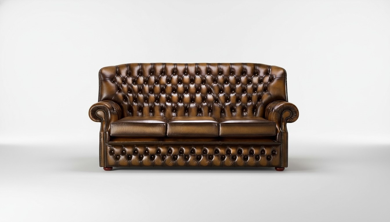 Hohe Rückenlehne Chesterfield Leder Sofa Couch Polster Sitz Garnitur